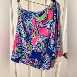 LILLY PULITZER RARE Sm Britta Top One Shoulder Drape Cape Dolman SAMPLE Resort